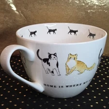 HOME IS WHERE MY CAT IS Portobello by Inspire Bone China Jumbo 20 ounce Mug Cup