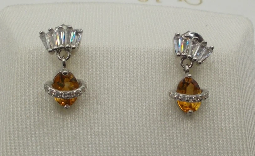 Citrinn - Ohrringe, Ohrstecker, Ohrhänger Sterlingsilber 925 - Bild 4 von 4