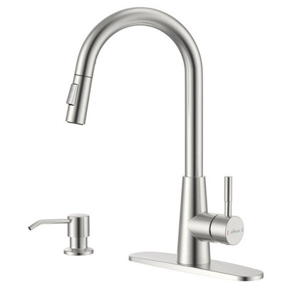 Kitchen Faucet Brushed Nickel Pull Down Sprayer Soap Dispenser APPASO S304 1-4