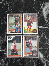 (4) Peter Zezel Pelle Eklund Ron Sutter Sinisalo Rookie Card Philadelphia Flyers. rookie card picture
