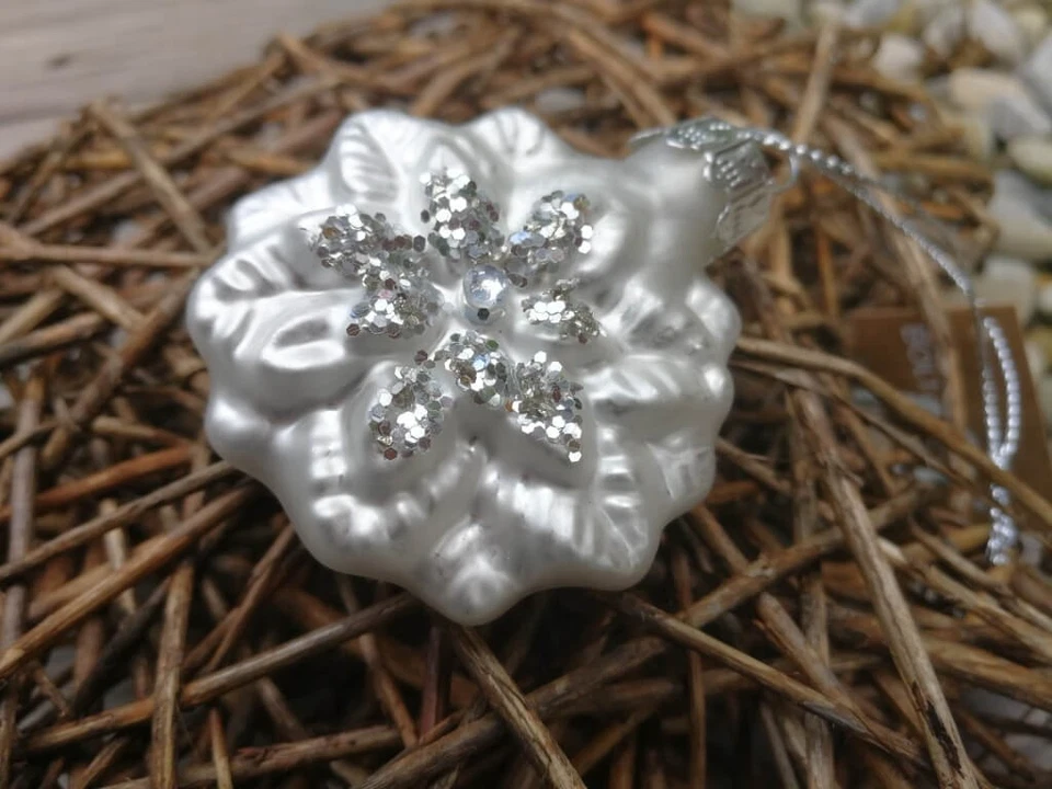 Pallina per albero di Natale fiocco di neve Zilia larga argento palla di Nata... - Immagine 3 di 4