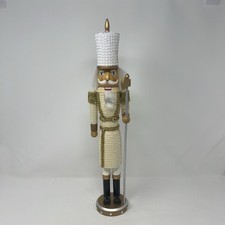 18.5  Tall WHITE Christmas Slim Sequin Nutcracker SILVER GOLD