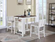 Gregorio 36" 3-Piece White Finish Small Space Counter Height Dining Table with