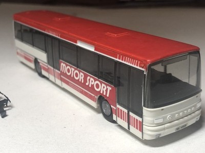 5.4 INCH 1990 Kässbohrer Setra S215 SL Motor Sport Herpa 1/87 Plastic Mint Loose
