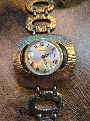 VTG VENDOME 7 Jewels Watch Women's Gold Tone Mod Loop Bracelet France RUNNING