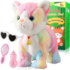 Colorful Plush Robot Cat Stuffed Animal Interactive Cat Robot Toy, Robotic Ca...