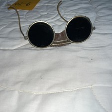 Antique 1930  s Welding Glasses Folding Vintage Green Lens Steampunk