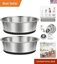 Taglory 2 Cup Stainless Steel Dog Bowls Set of 2 for Food and Water, Silicone Ba