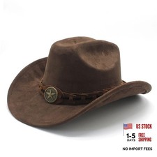 Cowboy Hat for Women and Men, Adjustable Felt Wide Brim Western Cowboy Brown4