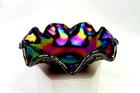 Imperial Glass Amethyst Iridescent Carnival Glass Diamond Lace 5 1/8" Dish 1910-