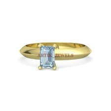 Natural Blue Topaz Gemstone with Gold Plated 925 Sterling Silver Women Ring 3879