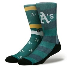 Stance Men Green Crew MLB Baseball Oakland Athletics Splatter Socks Sz M 6-8.5