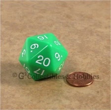 NEW 30mm Jumbo Green D20 Die D&D RPG Dice Game 20 Sided