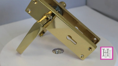 Viktorianisches gerader Hebelschloss MESSING Türgriffe Paar 150 x 43 mm Grundplatte - Video 1 von 1
