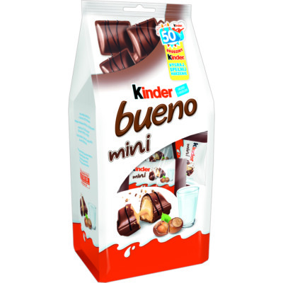 KINDER BUENO MINI BAG - 108G - FERRERO WAFFERS HAZELNUT MILK FILLING PRALINES