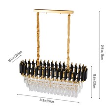 2 Sizes Black Gold Oval Crystal Chandelier: Modern Ceiling Light for Living Room