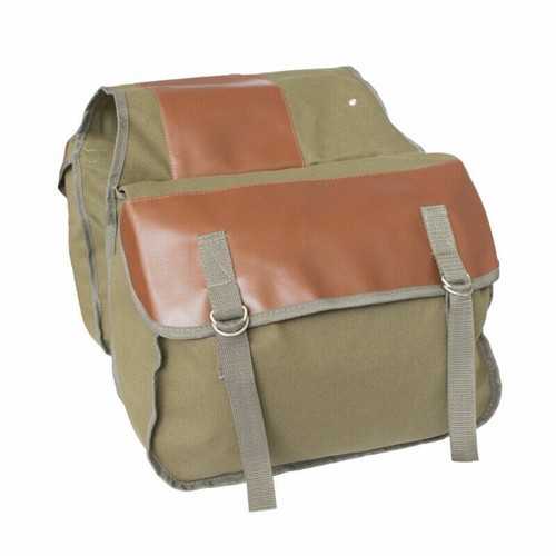 Canvas Leather Double Panniers Saddle Bag Bike Bicycle Cycle Rear Seat Pack - Picture 7 of 13