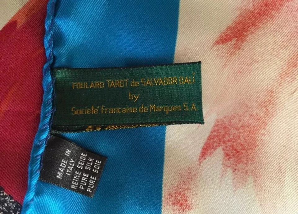 Salvador Dali Signed Silk Scarf Vintage 1990s Avakian Folard Tarot Card - Image 3 of 4