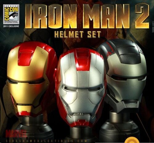 Sideshow Collectibles Iron Man 2 Helmet Bust Set SDCC Exclusive New MIB - Afbeelding 1 van 7