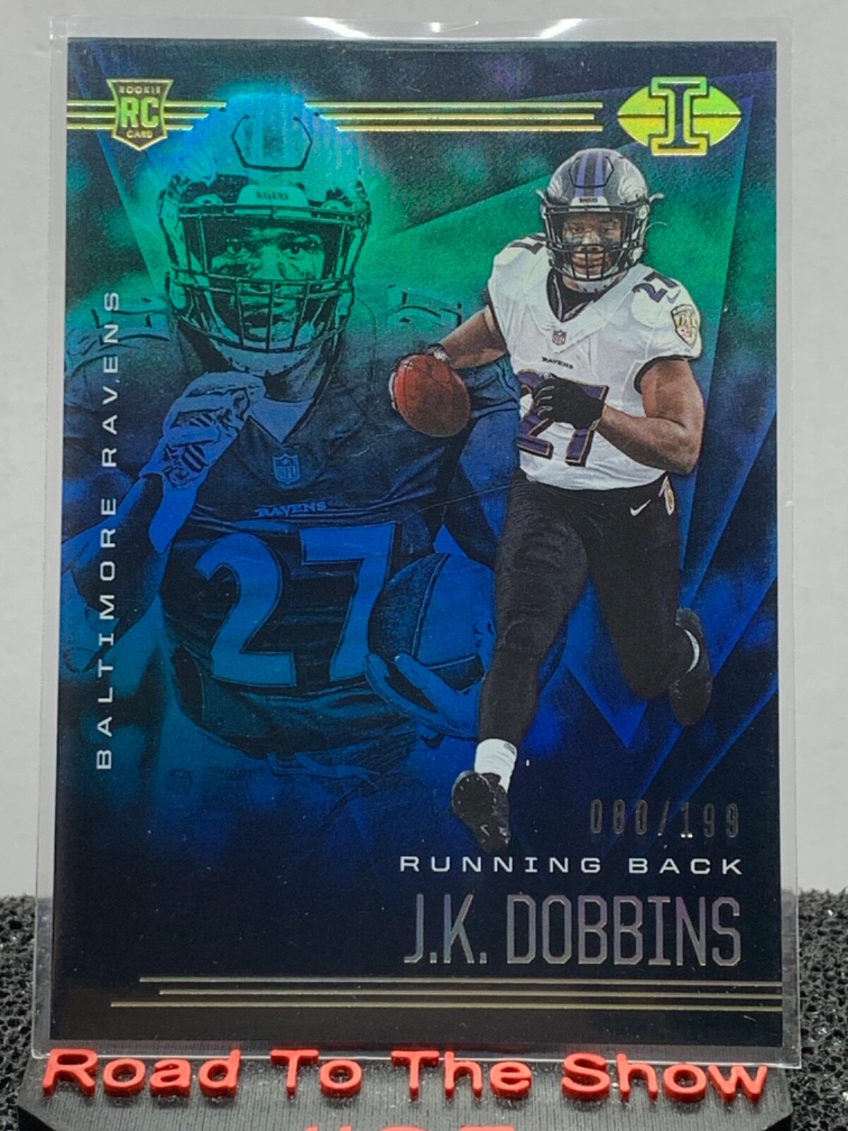 2020 Panini Illusions Trophy Collection Light Blue /199 JK Dobbins #13 Rookie RC