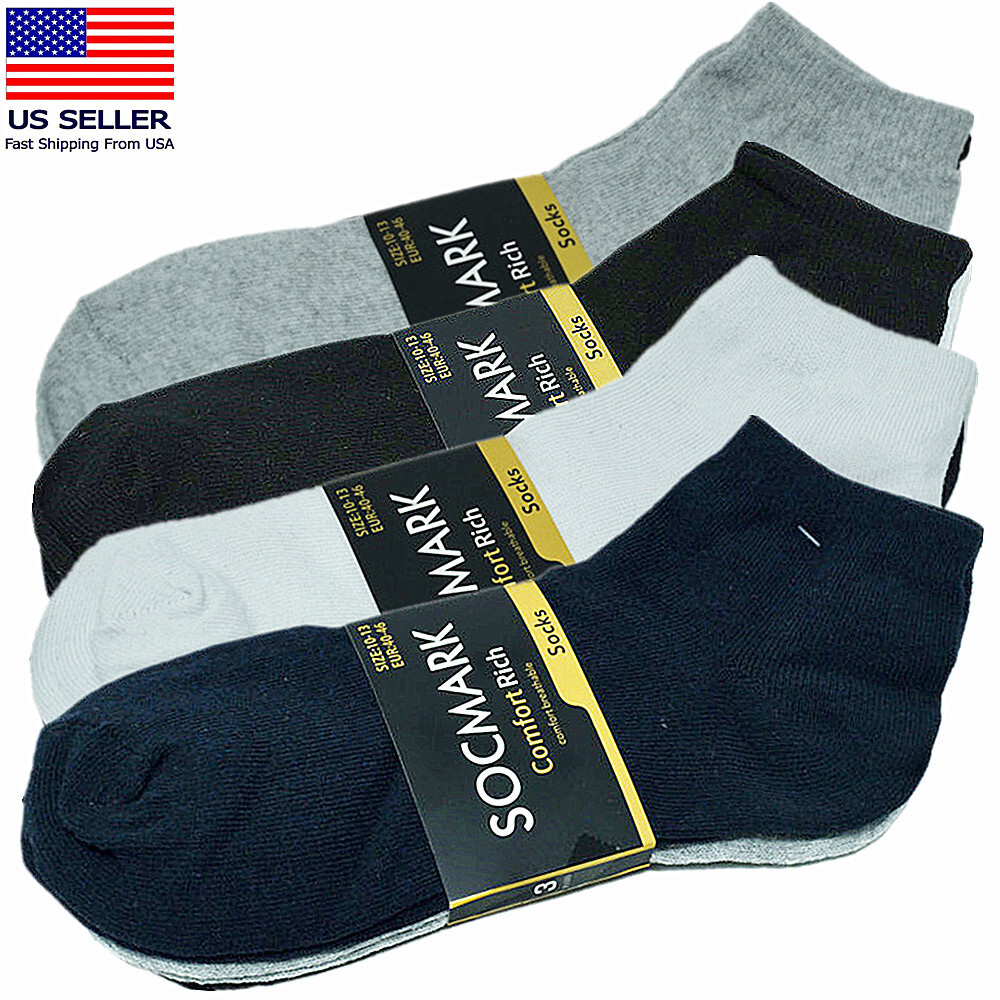 Mens 3-12 Pairs Cotton Sports Comfort Ankle/Quarter Crew Low Cut Socks Size 9-13 - Picture 28 of 36