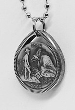 Teardrop Pendant made from US state California quarter coin rings too