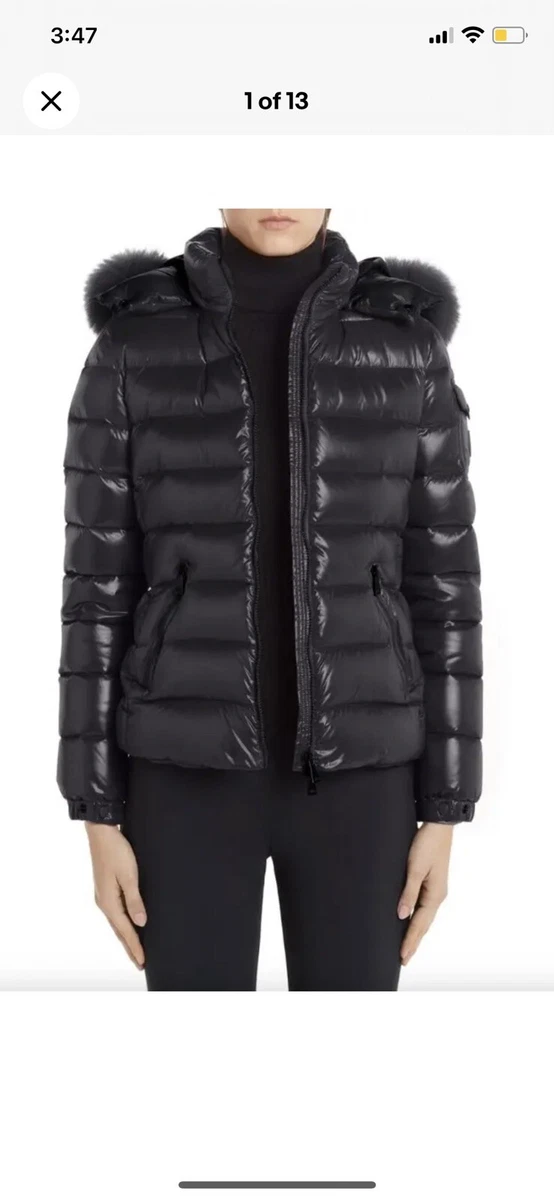 Moncler Black Badyfur Giubbotto Down Jacket w/ Fox Fur Trim, Size 2 | eBay