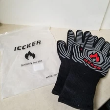 Iccker BBQ Grill Gloves Heat Resistant Gloves 1112°F Oven Cooking Mitts Silicone