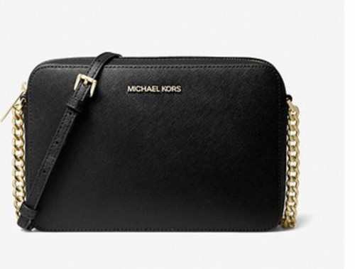 BNWT MICHAEL KORS Jet Set Large Saffiano Leather Crossbody Bag Black