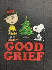 Men's Charlie Brown Snoopy Good Grief T-Shirt Dark Gray 3XB 3XL New Christmas