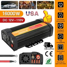 16000W Car Power Inverter DC 12V To AC 110V Pure Sine Wave Solar Converter LCD