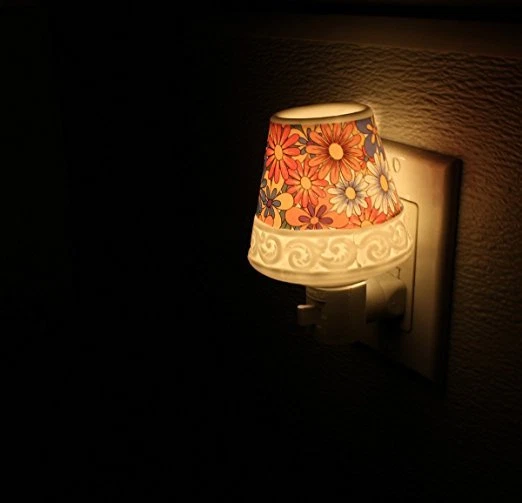 Ceramic Flower Lamp Plug in Night Light Home Decor Housewarming Good Sleep Safe