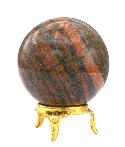 Unakite Crystal Sphere Ball with Stand - Picture 5 of 5