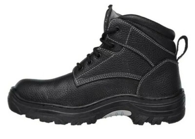 Skechers Men's Black Leather Burgin Tarlac Steel Toe Memory Foam
