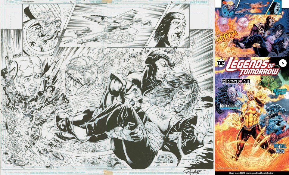 Gerry Conway Firestorm Legends of Tomorrow #6 Original Art Double Page Splash Comic Art