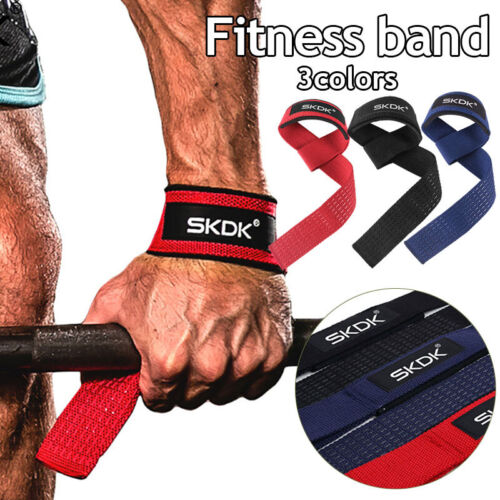 Weight Lifting Straps Gym Wrist Wraps Padded Training Extra Grip Support - Picture 1 of 13