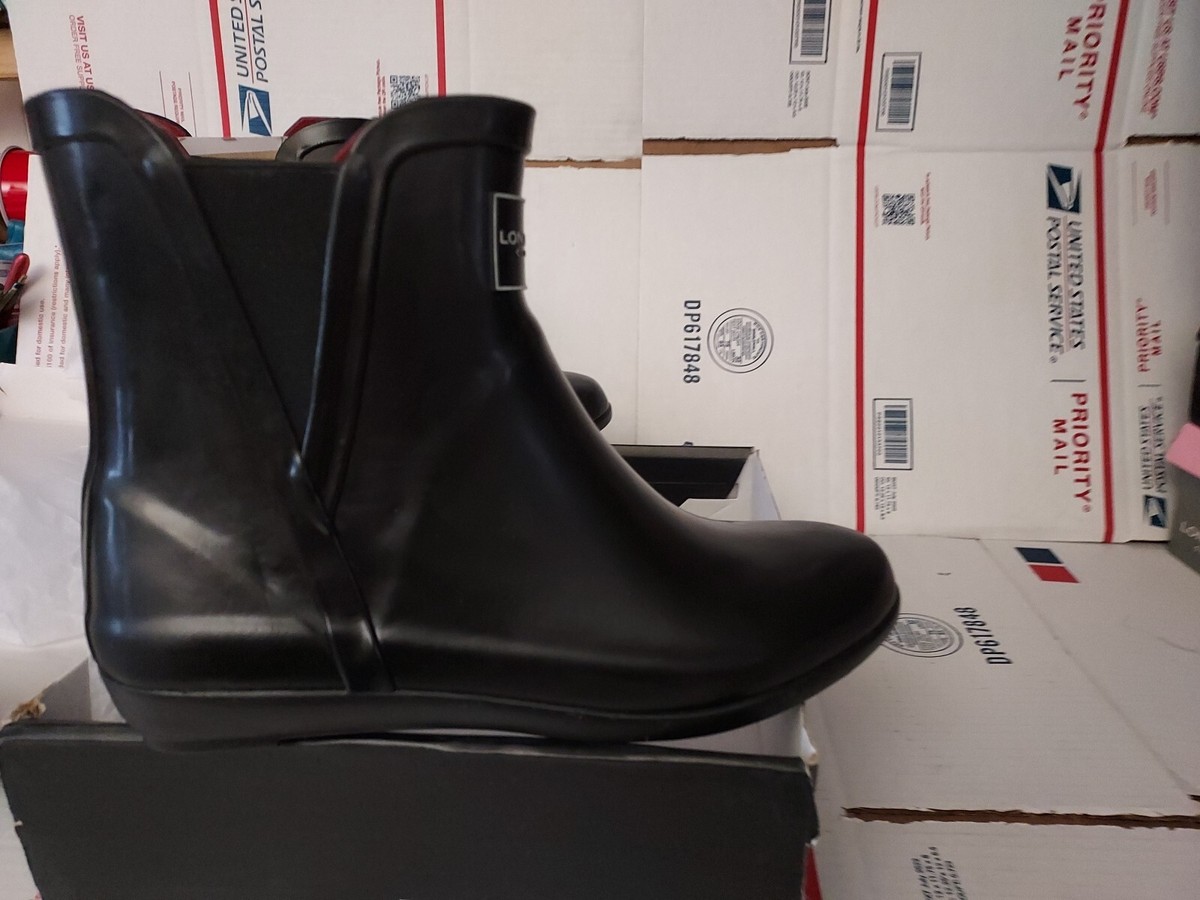 London Fog Piccadilly Rain Boots, Women's Size M,SHINY black