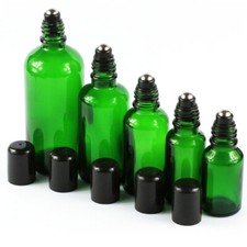 Wholesale 5ml-100ml Thick Glass Essential Oil Roller Bottles w/ Ball Black Cap
