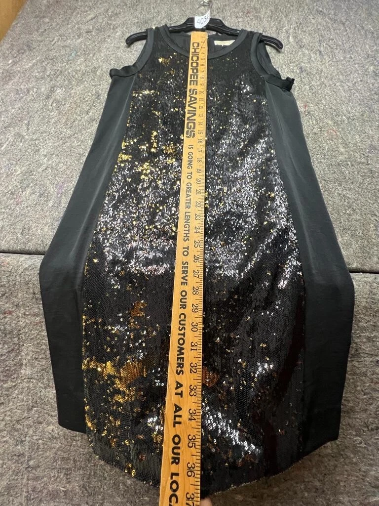 Abito Michael Kors nero oro paillettes tubino cocktail sera taglia 8