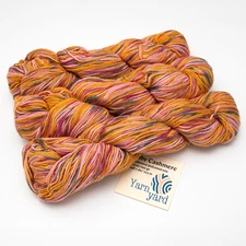 Cashmere Blend Yarn, Orange Mix Lot of 3 Skeins, Hand Dyed Crochet Knitting