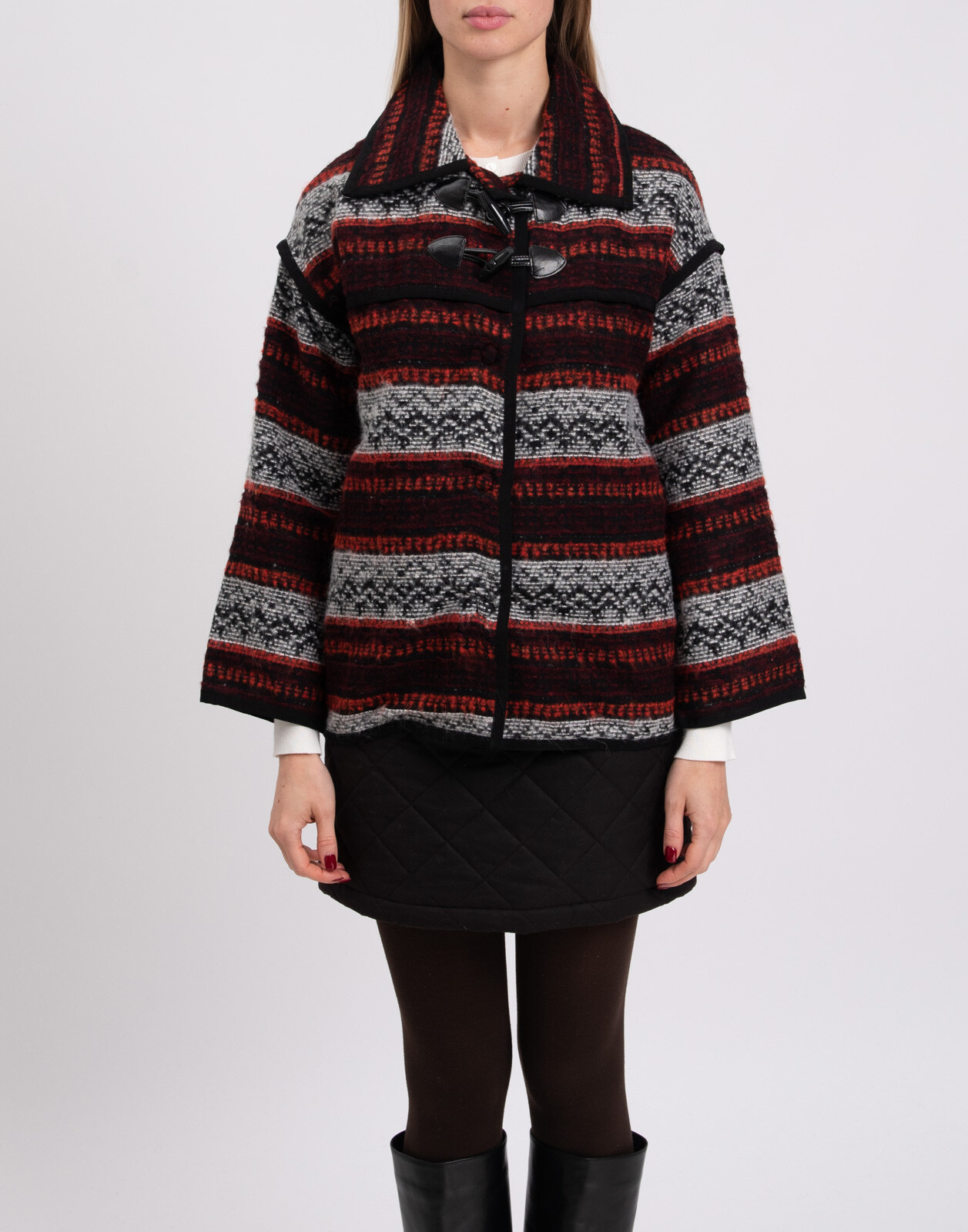 ALTRA GEORGE J. Giacca LOVE taglia L misto lana motivo etnico colletto Made in Italy