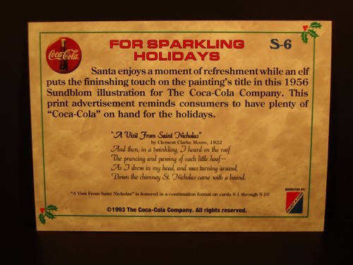 Coca~Cola, 1993-Series 1 - "Santa" - "Subset Chase Card" - S-6. - Picture 4 of 4
