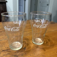 Vintage Coca-Cola Bell Shape Glass Set of Two Five Inch White Letters