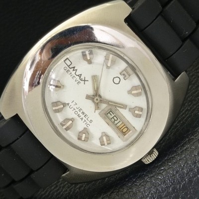 OMAX GENEVE AUTOMATIK 2066 SWISS HERREN DAY&DATE WEISSES FARBENZIFFERBLATT UHR a432799-b