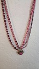 Vintage Selini Signed Multi-Strand Necklace, MCM Pink/Purple Lucite Bead Pendant — photo 1