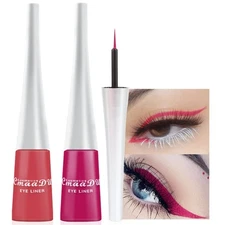 evpct 2Pcs Coral Pink Rose Red Liquid Eyeliner Colorful Set Waterproof Colore...