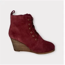 Diba Blake Suede Wedge Boots 8 Red NWOT Lace Up Combat Ankle Booties Burgundy