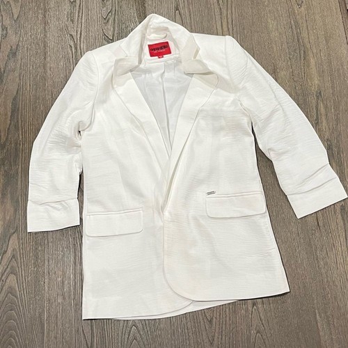 NWOT Guess Womens White Long Line Blazer Jacket Size XS - Picture 1 of 9