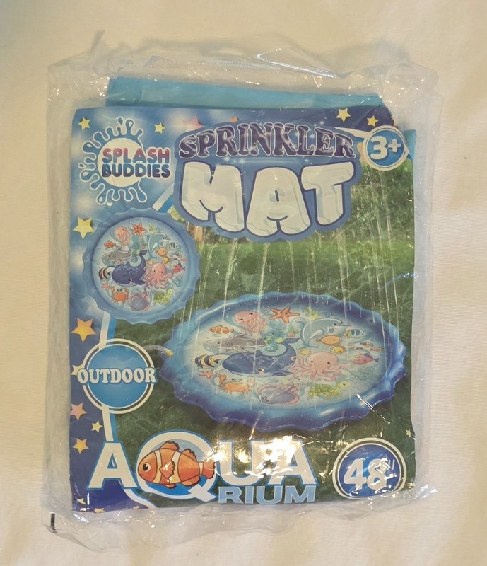 Splash Buddies - 48” Splash Pad Sprinkler Mat - New - Aquarium - Sea Animals
