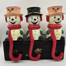 Vintage Snowman Christmas Stocking Hanger Sun Hill 1982 Celluloid Plastic 